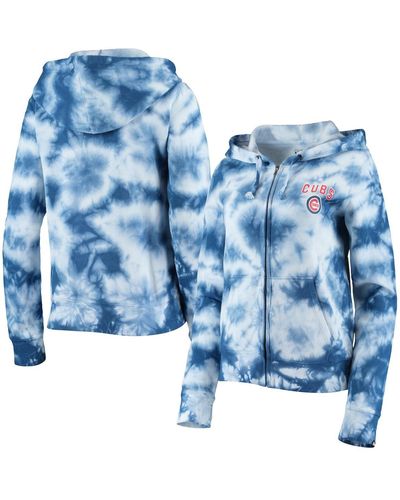 KTZ Chicago Cubs Tie-dye Fleece Full-zip Hoodie - Blue