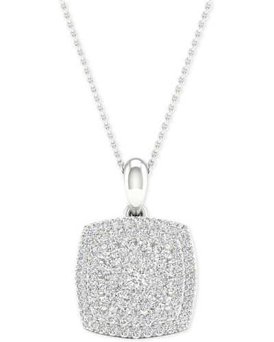 Macy's Diamond Square Cluster Pendant Necklace (1/2 Ct. T.w. - White