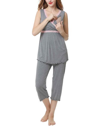 Kimi + Kai Kimi & Kai Penny Maternity Nursing Pajama Set - Gray