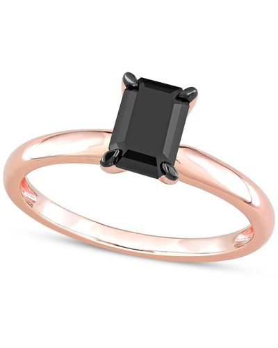 Macy's Black Diamond Emerald-cut Solitaire Engagement Ring (1 Ct. T.w. - Metallic