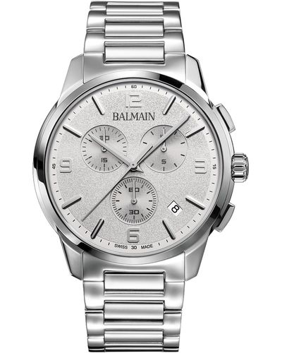 Balmain Swiss Chronograph Madrigal Stainless Steel Bracelet Watch 42mm - Gray