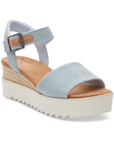 TOMS Diana Flatform Wedge Sandals - Blue