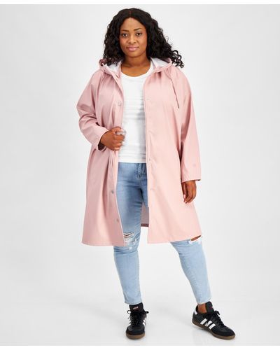 Levi's Plus Size Hooded Long-sleeve Zip-front Coat - Red
