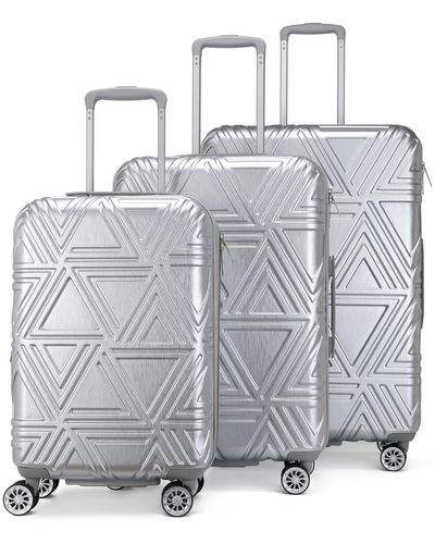 Badgley Mischka Contour 3-pc. Expandable Hard Spinner luggage Set - Metallic