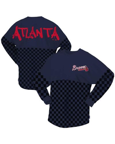 Spirit Jersey Atlanta Braves Checker Print Long Sleeve T-shirt - Blue