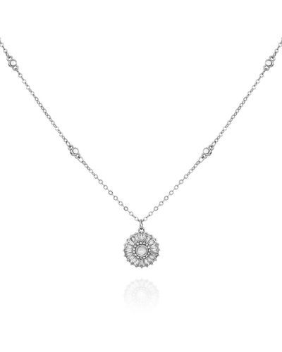 Tahari Clear Glass Stone Pendant Charm Necklace - Metallic