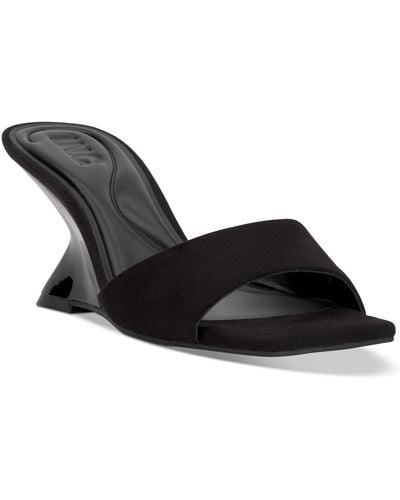 INC International Concepts Patrise Wedge Slide Sandals - Black