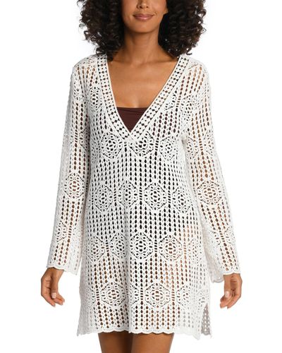 La Blanca Waverly Bell-sleeve Cover-up Dress - White