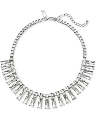 INC International Concepts Rectangular Crystal Necklace - Metallic