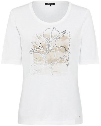 Olsen 100% Cotton Short Sleeve Placement Print T-shirt - Black