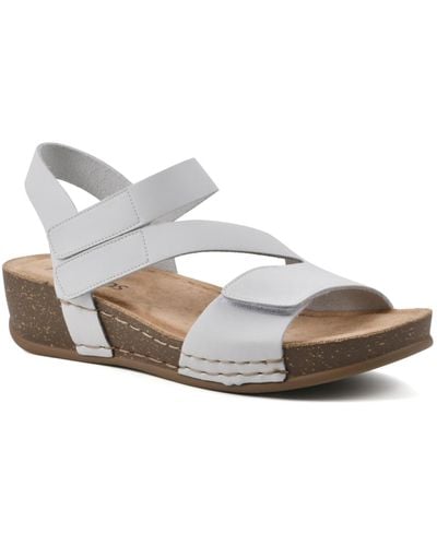 White Mountain Fern Footbed Wedge Sandals - White