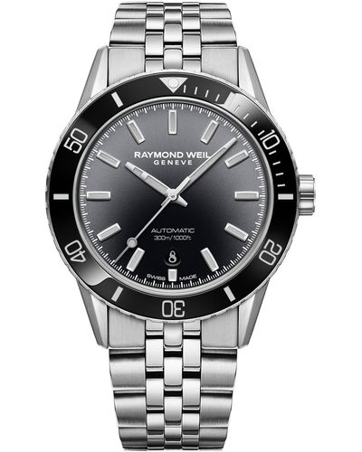 Raymond Weil Swiss Automatic Freelancer Diver Stainless Steel Bracelet Watch 43mm - Gray