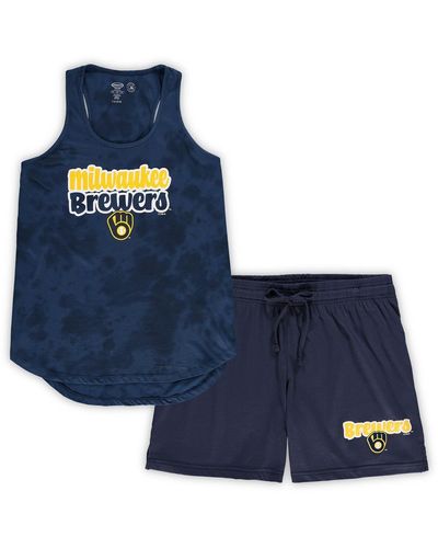 Concepts Sport Milwaukee Brewers Plus Size Cloud Tank Top And Shorts Sleep Set - Blue