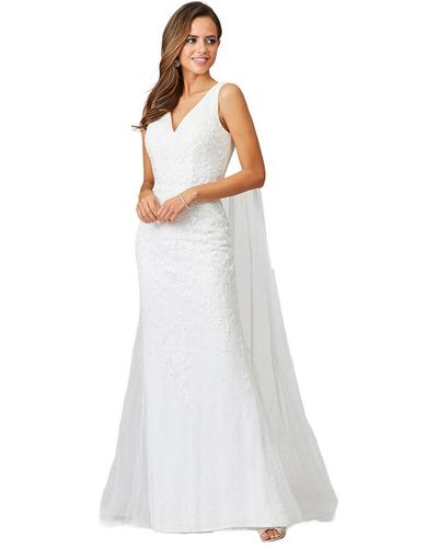 Lara Lace Mermaid Bridal Gown With Removable Cape - White