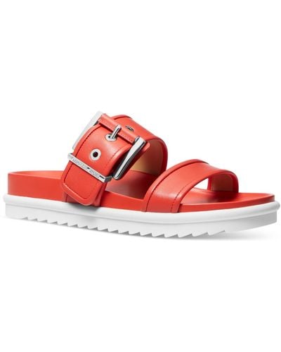 Michael Kors Michael Colby Buckled Slide Flat Sandals - Red
