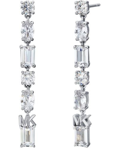 Michael Kors Sterling Silver Mixed Stone Drop Earrings - White