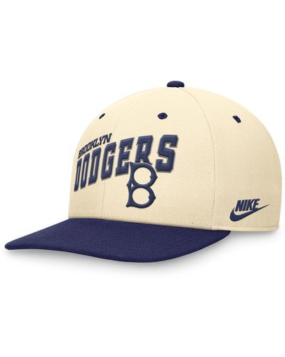 Nike Cream/royal Brooklyn Dodgers Rewind Cooperstown Collection Performance Snapback Hat - Blue