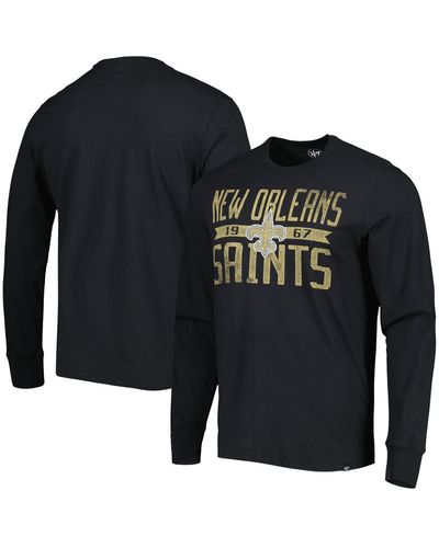 '47 Distressed New Orleans Saints Brand Wide Out Franklin Long Sleeve T-shirt - Black