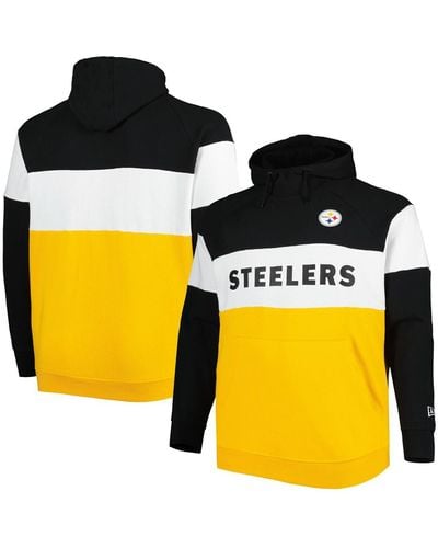 KTZ Pittsburgh Steelers Big And Tall Current Team Colorblock Fleece Raglan Pullover Hoodie - Yellow