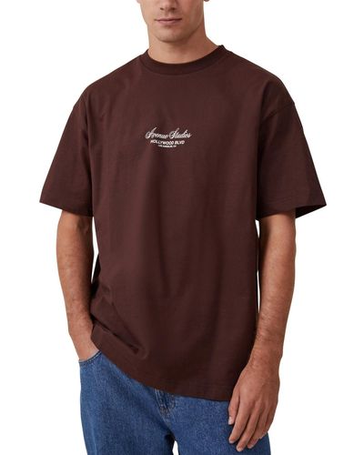 Cotton On Box Fit Text Tee - Brown