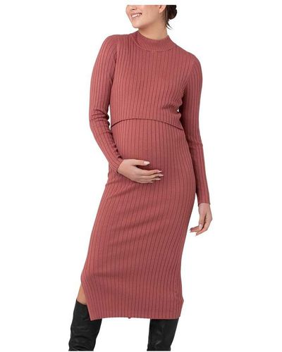 Ripe Maternity Maternity Ripe Nella Rib Nursing Knit Dress - Red
