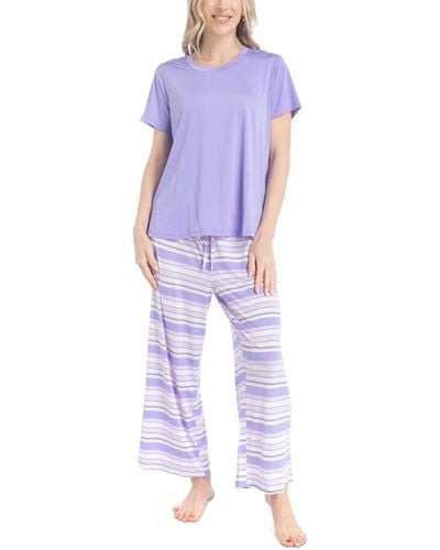 Muk Luks 2-pc. Short-sleeve Pajamas Set - Purple