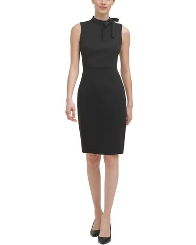 Calvin Klein Tie-neck Sleeveless Bodycon Dress - Black
