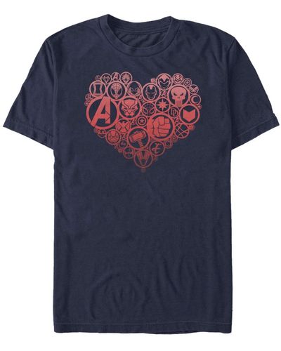 Fifth Sun Heart Icons Short Sleeve Crew T-shirt - Blue