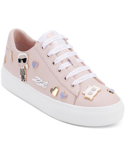 Karl Lagerfeld Cate Lace-up Embellished Low-top Sneakers - Pink