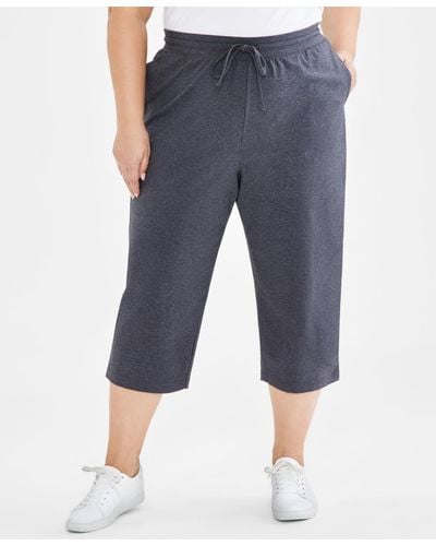 Style & Co. Plus Size Knit Pull-on Capri Pants - Blue