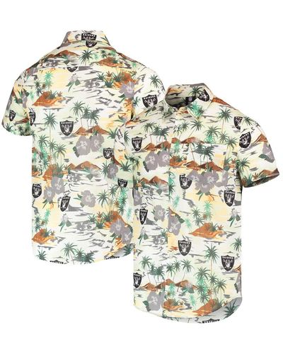 FOCO Las Vegas Raiders Paradise Floral Button-up Shirt - Natural