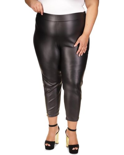 Michael Kors Michael Plus Size Faux-leather Skinny Ankle Pants - Black