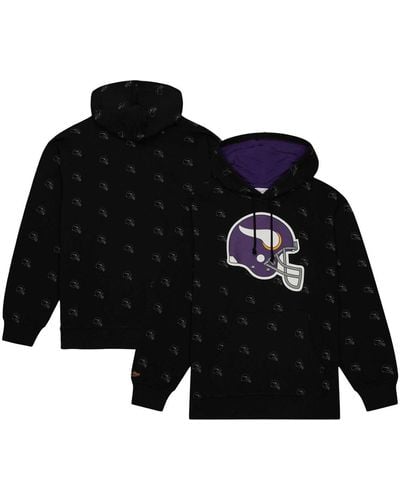 Mitchell & Ness Minnesota Vikings Allover Print Fleece Pullover Hoodie - Black