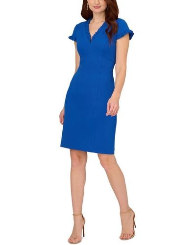 Adrianna Papell Ruffled-trim Sheath Dress - Blue