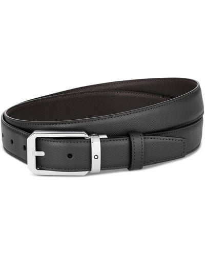 Montblanc Leather Trapeze Pin Buckle Belt - Black