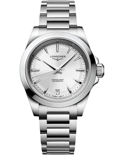 Longines Swiss Automatic Conquest Stainless Steel Bracelet Watch 34mm - Gray