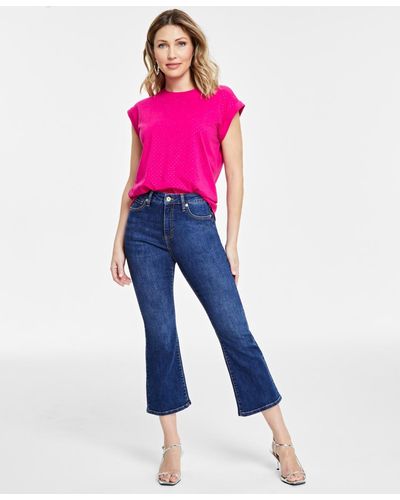 INC International Concepts High Rise Crop Flare Jeans - Pink