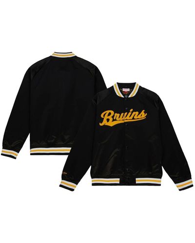 Mitchell & Ness Boston Bruins 100th Anniversary Satin Raglan Full-snap Jacket - Black