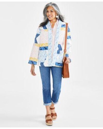Style & Co. Style Co Quilted Jacket Cotton Shirt Girlfriend Jeans Created For Macys - Blue