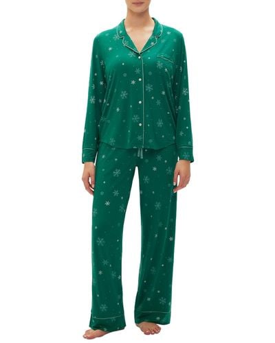 Gap 2-pc. Notched-collar Long-sleeve Pajamas Set - Green