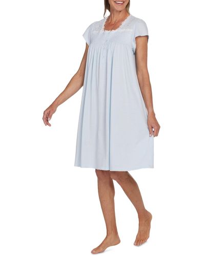 Miss Elaine Plus Size Embroidered Short-sleeve Nightgown - White