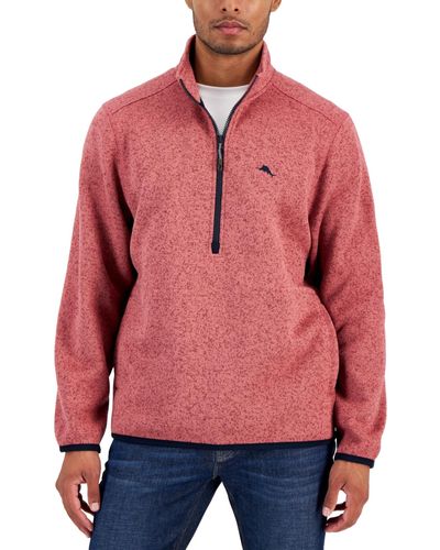 Tommy Bahama Shoal Bay Quarter-zip Mock-neck Fleece Sweater - Red