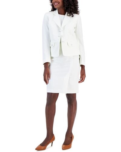 Le Suit Check Three-button Jacket & Skirt Suit - White