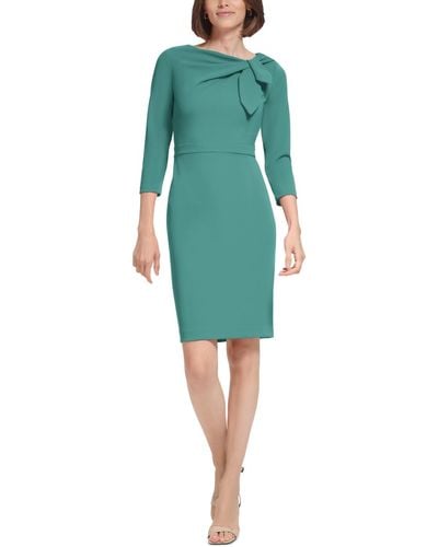 Calvin Klein Bow-neck 3/4-sleeve Sheath Dress - Green