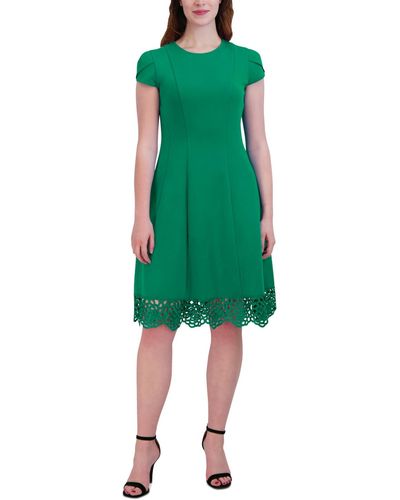Donna Ricco Round-neck Sleeveless Fit & Flare Dress - Green