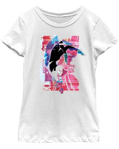 Marvel Girl's Spider-man: Across The Spider-verse Spider Gwen Colorful Poster Child T-shirt - White