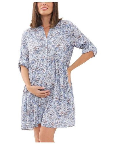 Ripe Maternity Celest Button Through Dress - Blue