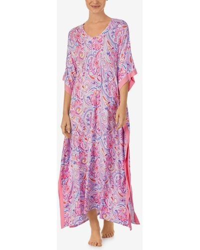 Ellen Tracy Elbow Sleeve Long Nightgown - Purple
