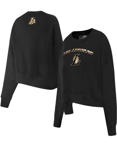 Pro Standard Los Angeles Lakers Glam Cropped Pullover Sweatshirt - Black