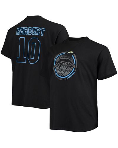 Fanatics Justin Herbert Los Angeles Chargers Big And Tall Color Pop Name And Number T-shirt - Black